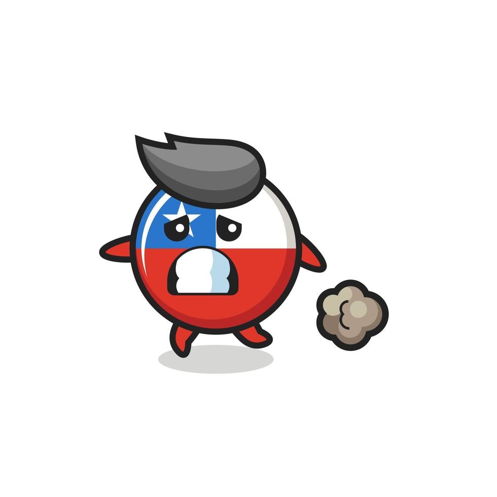 illustration of the chile flag badge running in fear vector