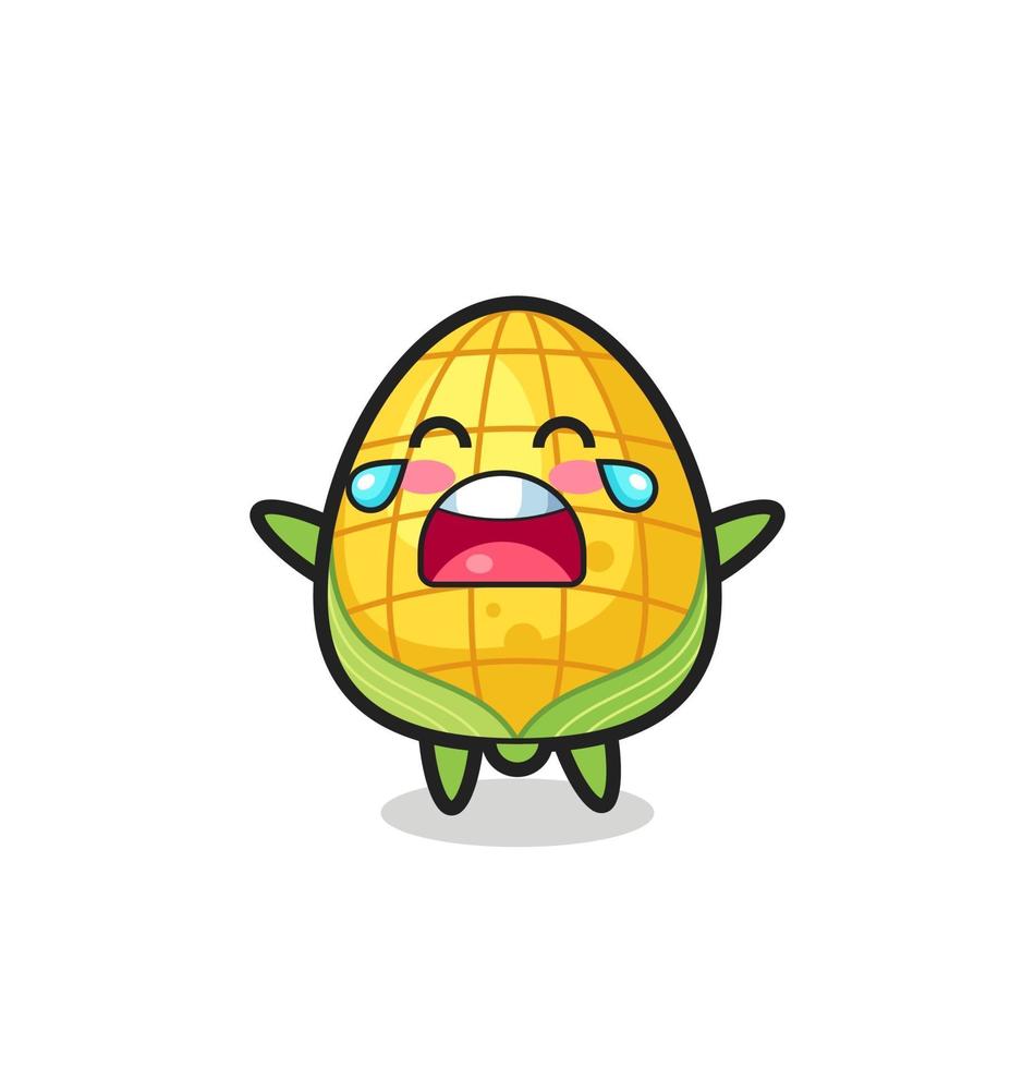 the illustration of crying corn cute baby vector