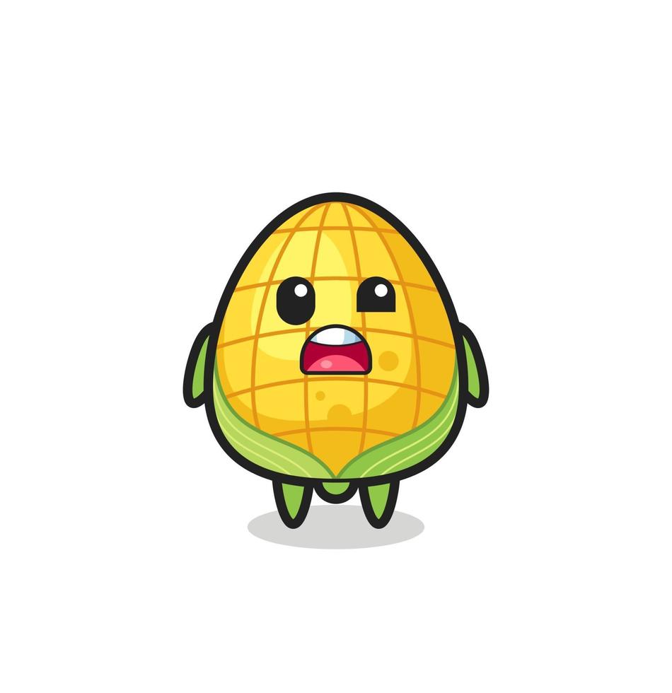 the shocked face of the cute corn mascot vector