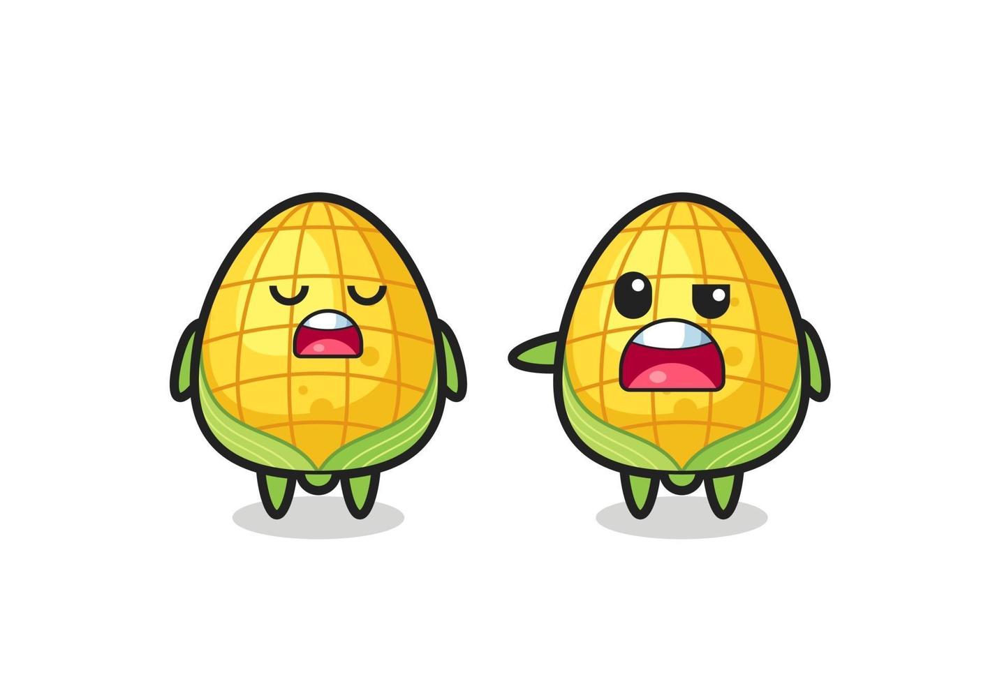 illustration of the argue between two cute corn characters vector