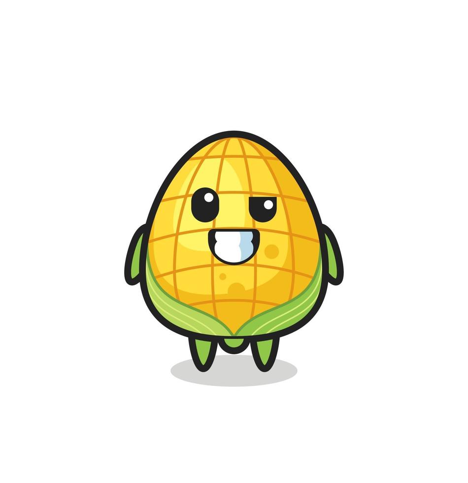 cute corn mascot with an optimistic face vector