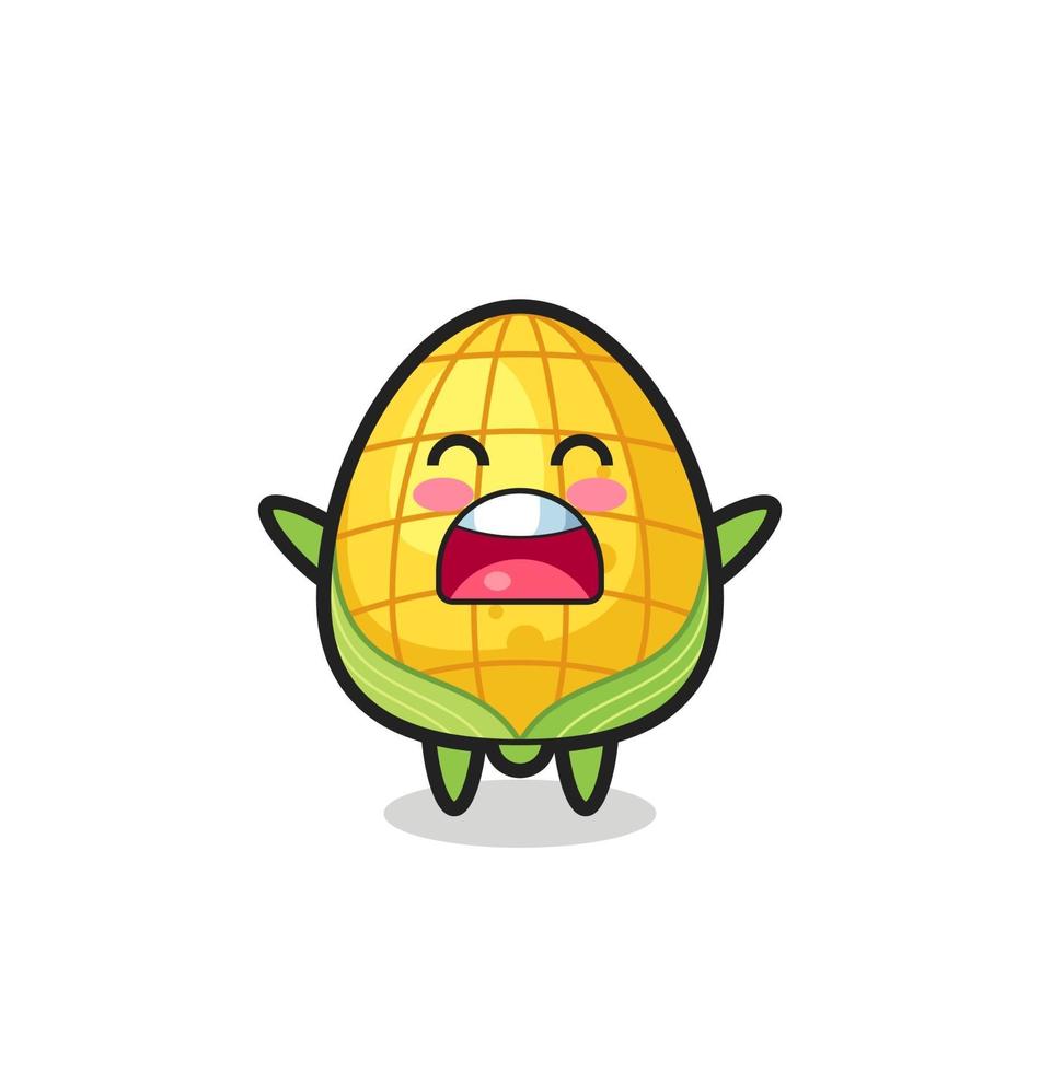 cute corn mascot with a yawn expression vector