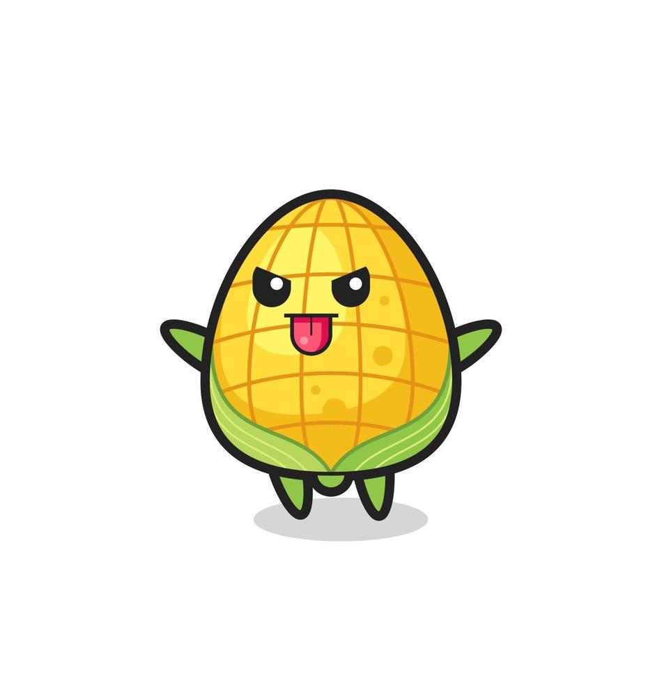 naughty corn character in mocking pose vector