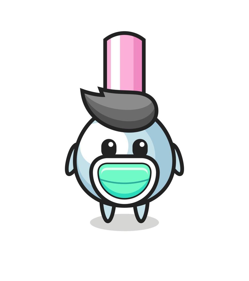 cute cotton bud cartoon wearing a mask vector