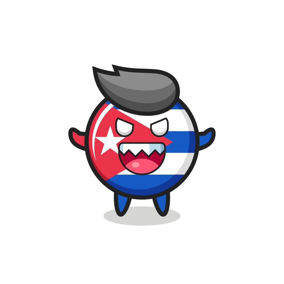 Ilustración del malvado personaje de la mascota de la insignia de la bandera de cuba vector