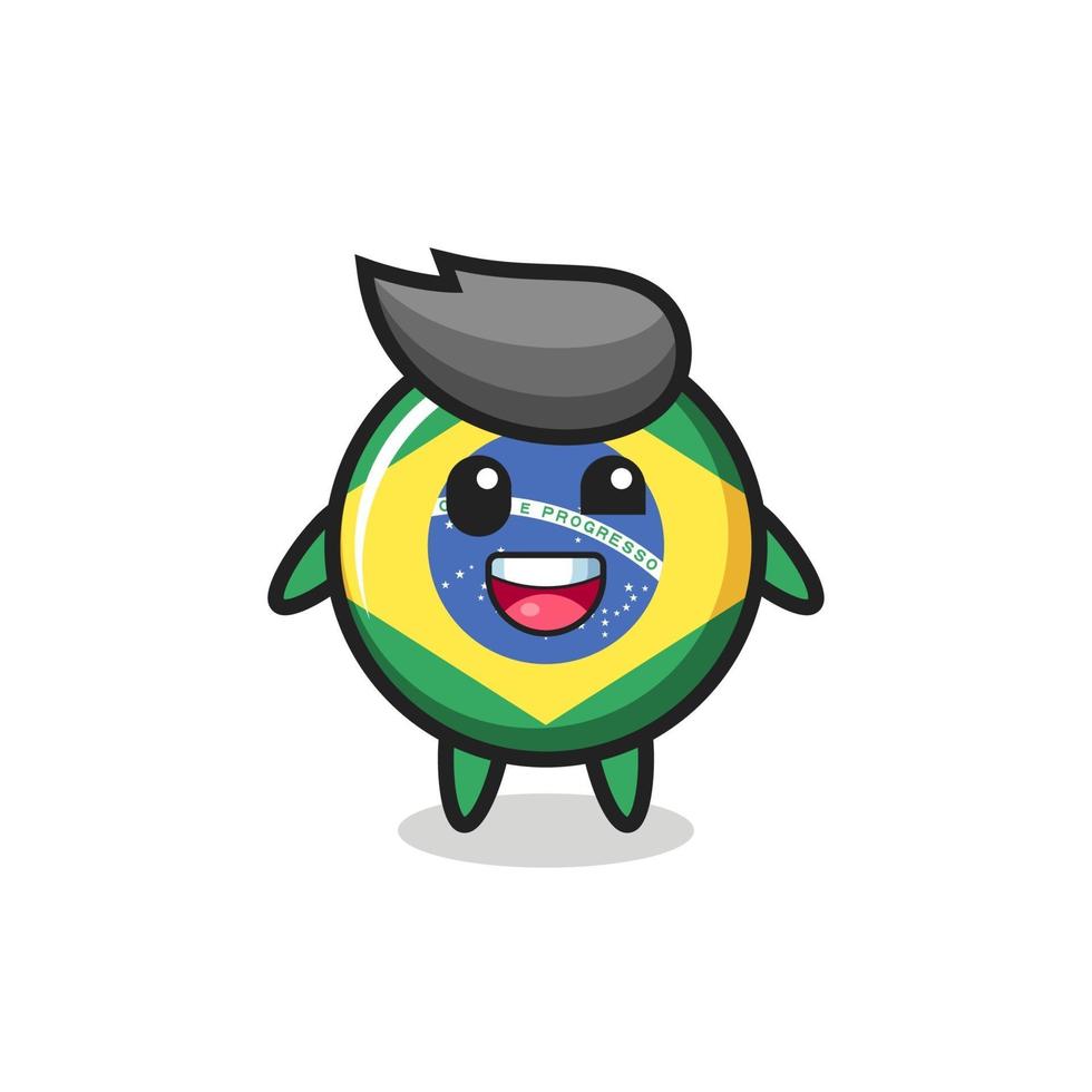 illustration of an brazil flag badge character with awkward poses vector