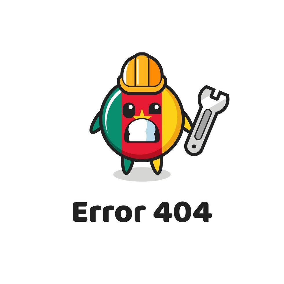 error 404 con la linda mascota de la insignia de la bandera de camerún vector