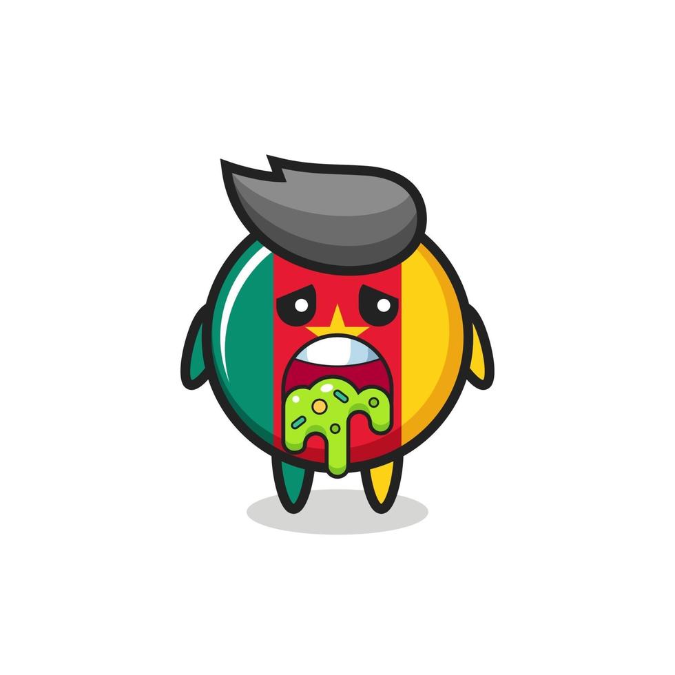 the cute cameroon flag badge character with puke vector
