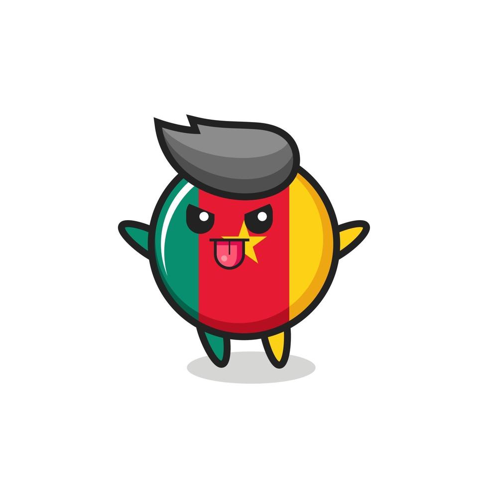 naughty cameroon flag badge character in mocking pose vector