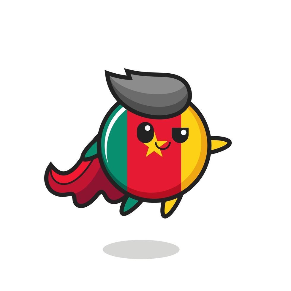 cute cameroon flag badge superhero character is flying vector