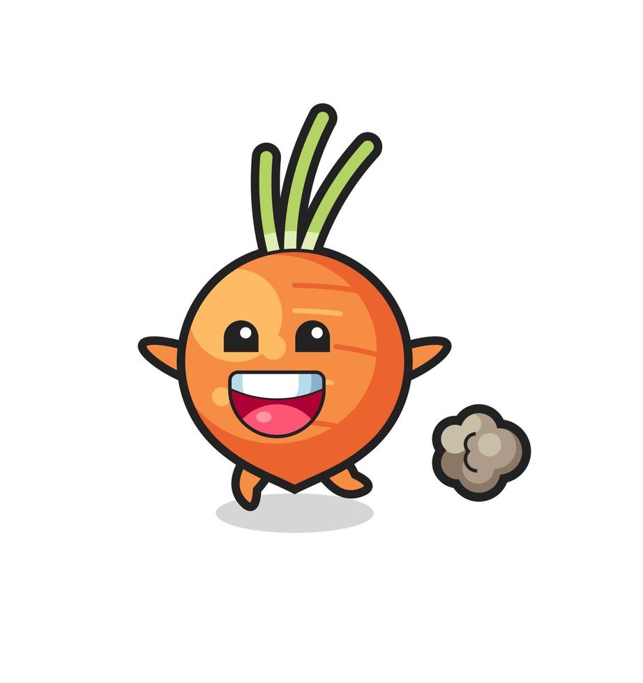 la caricatura de zanahoria feliz con pose de ejecución vector
