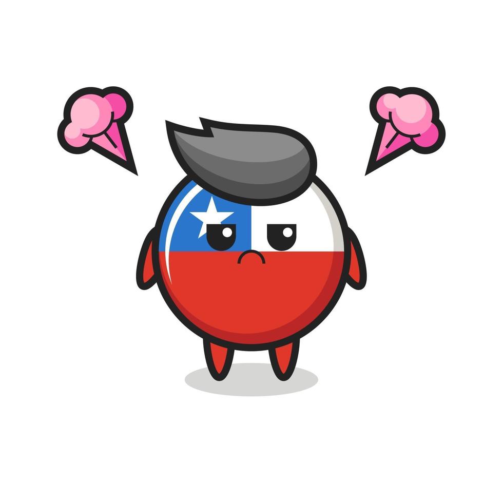 annoyed expression of the cute chile flag badge cartoon character vector