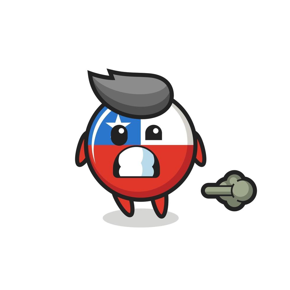 the illustration of the chile flag badge cartoon doing fart vector