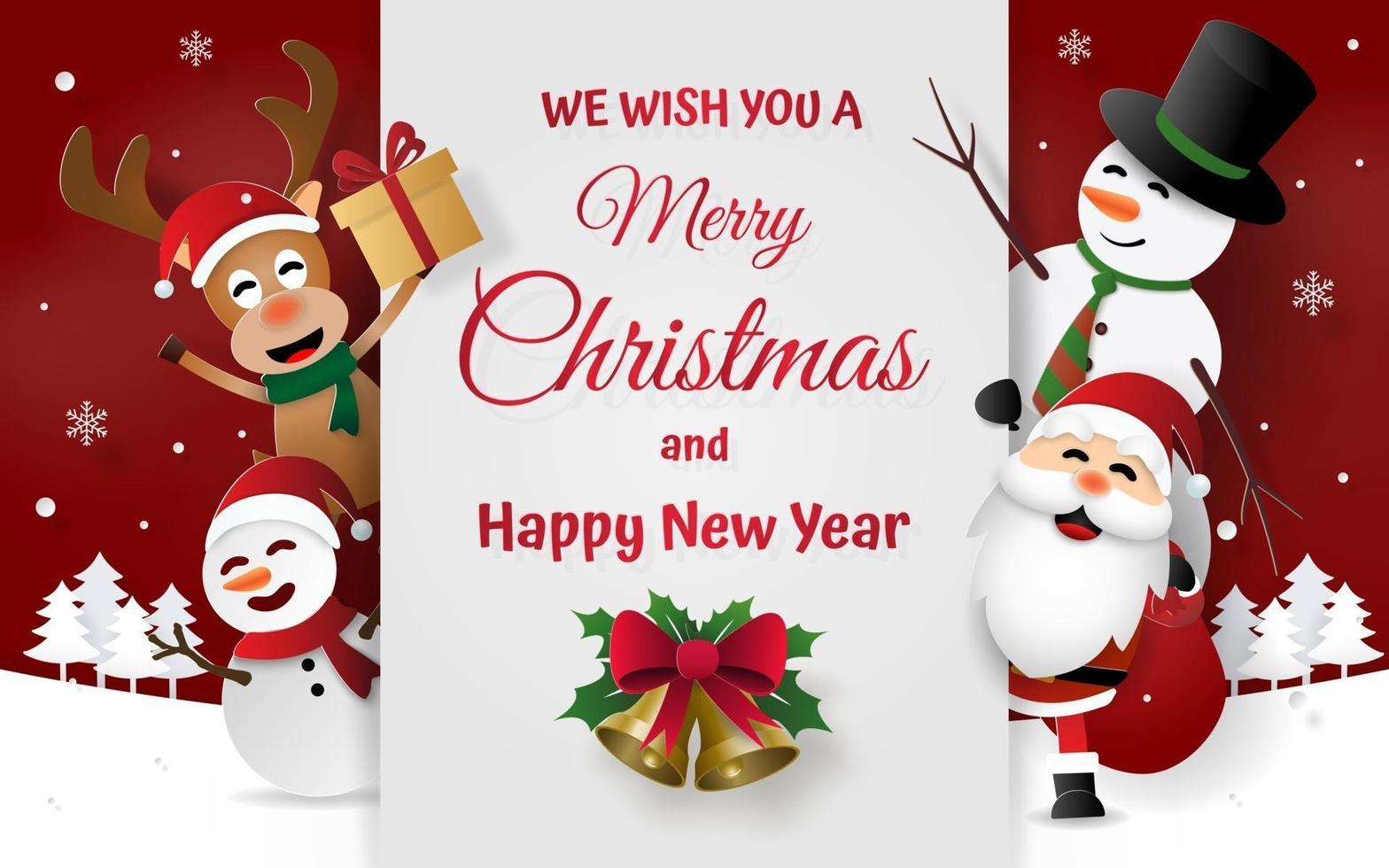 Christmas party with Santa Claus and friends, Merry Christmas vector