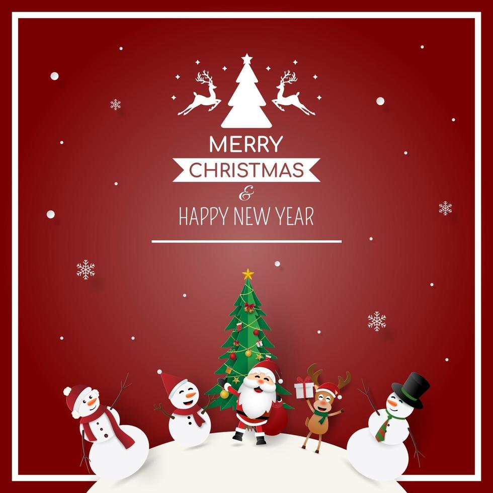 Frame of Christmas party with Santa Claus and friends 3459261 Vector ...