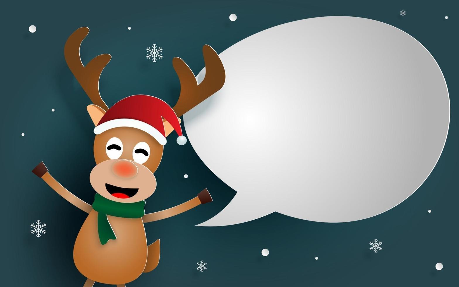 Reindeer with bubble speech for say something, Merry Christmas vector