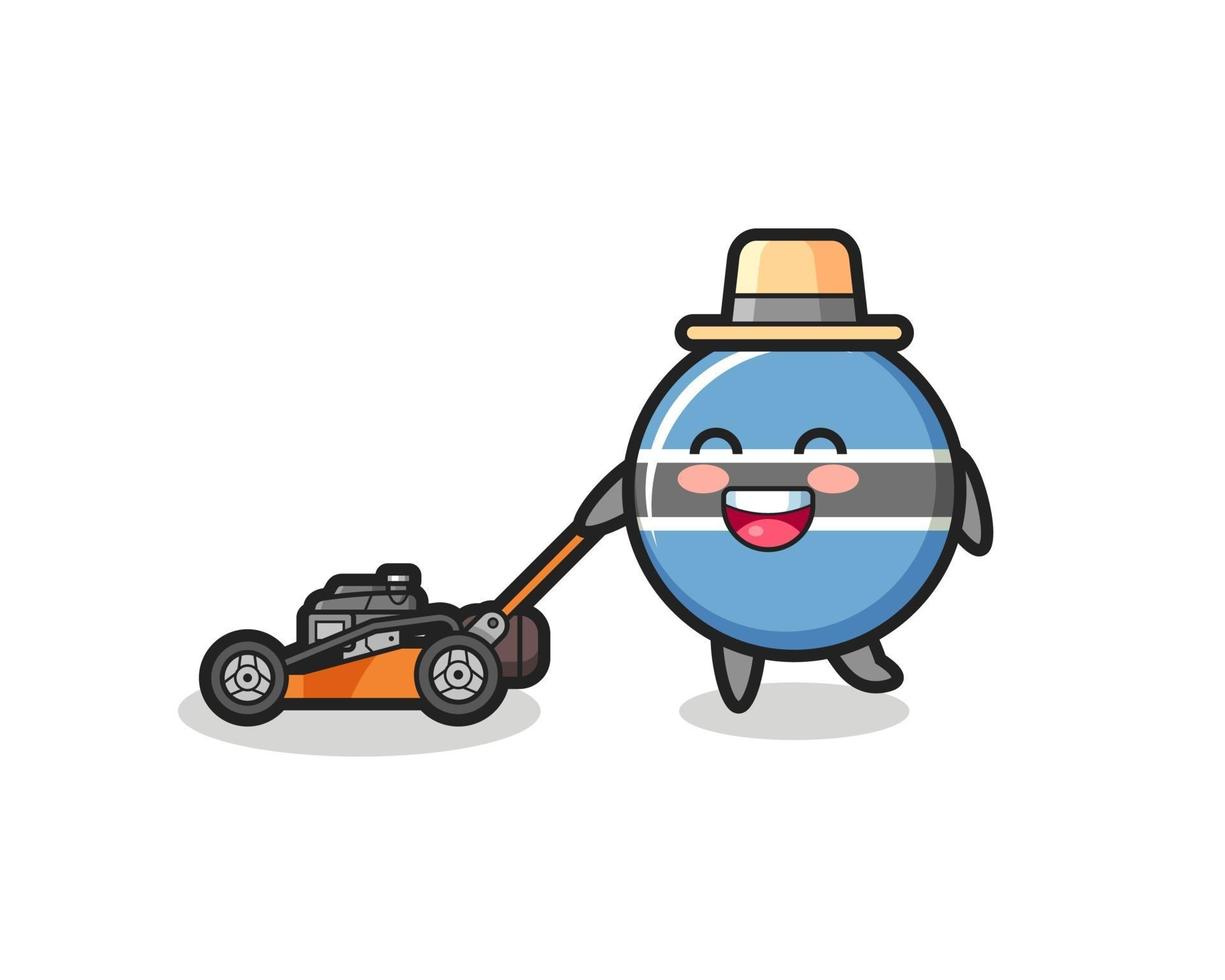 illustration of the botswana flag badge character using lawn mower vector