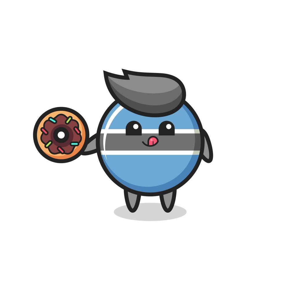 illustration of an botswana flag badge character eating a doughnut vector