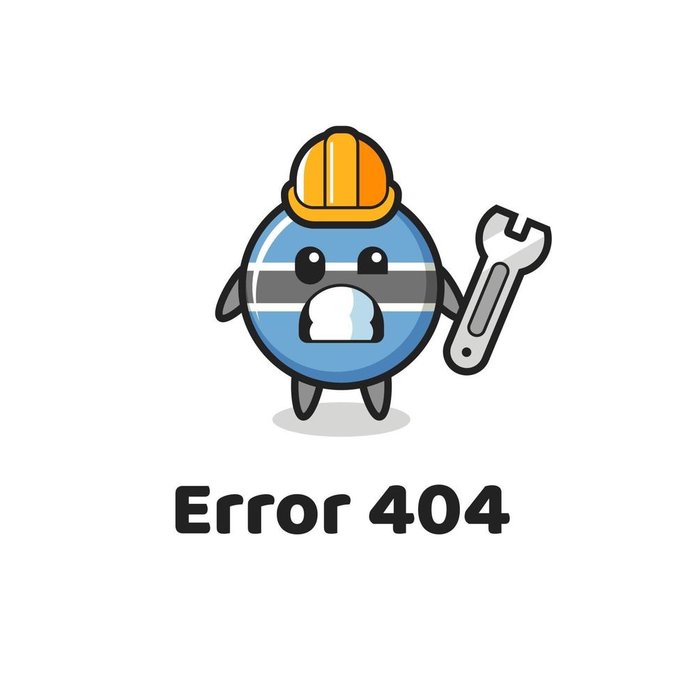 error 404 con la linda mascota de la insignia de la bandera de botswana vector