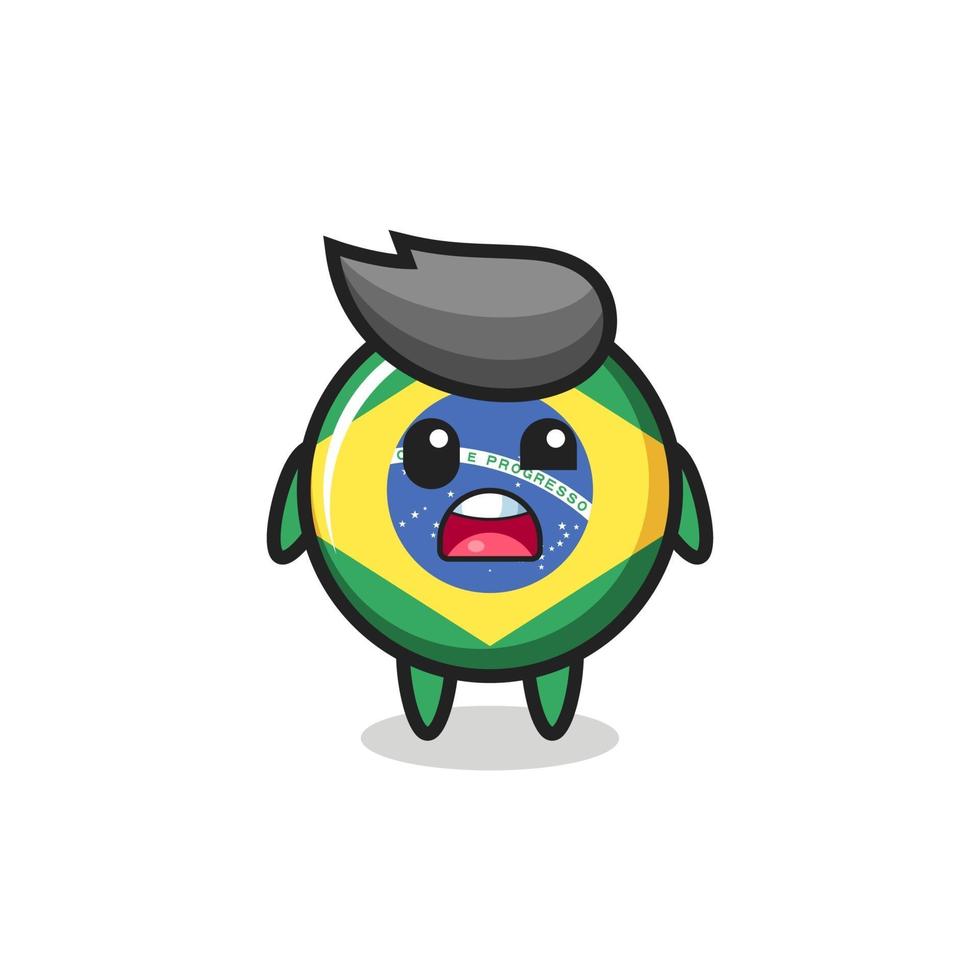 la cara de sorpresa de la linda mascota de la insignia de la bandera de brasil vector