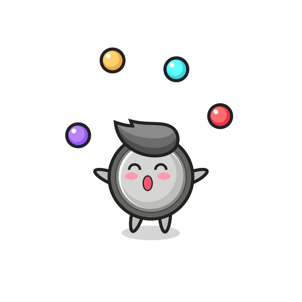 the button cell circus cartoon juggling a ball vector