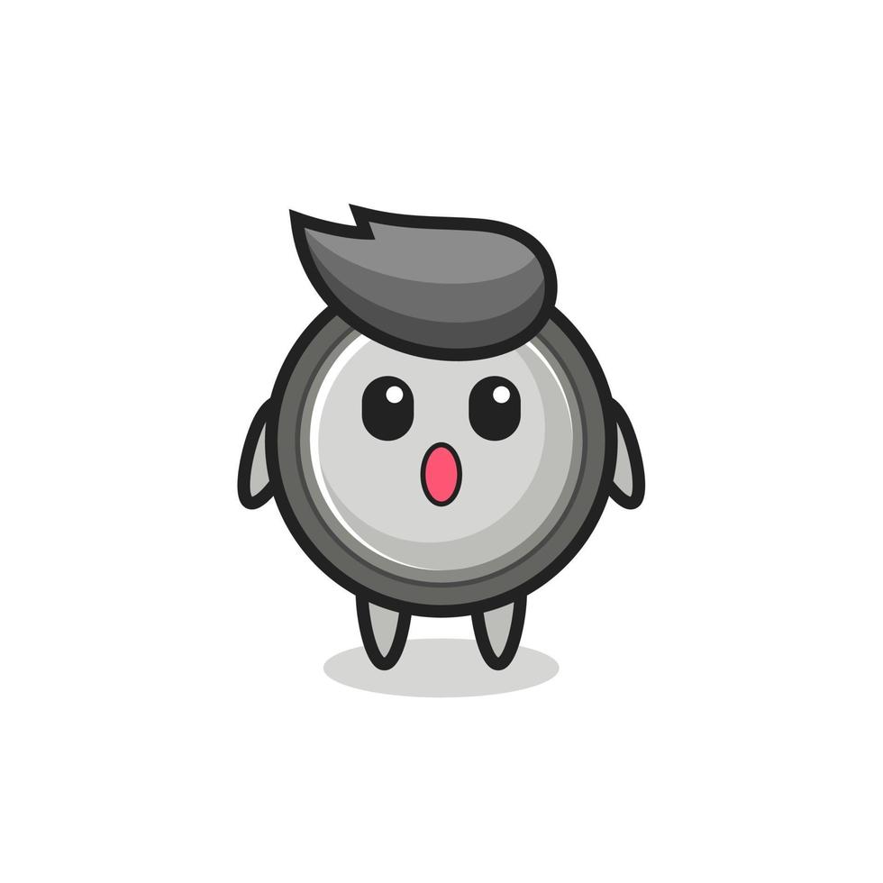 the amazed expression of the button cell cartoon vector