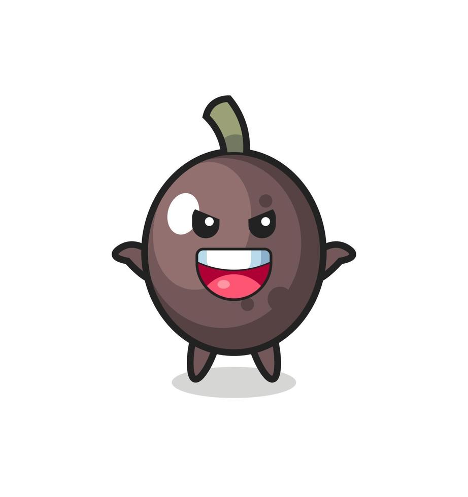the illustration of cute black olive doing scare gesture vector