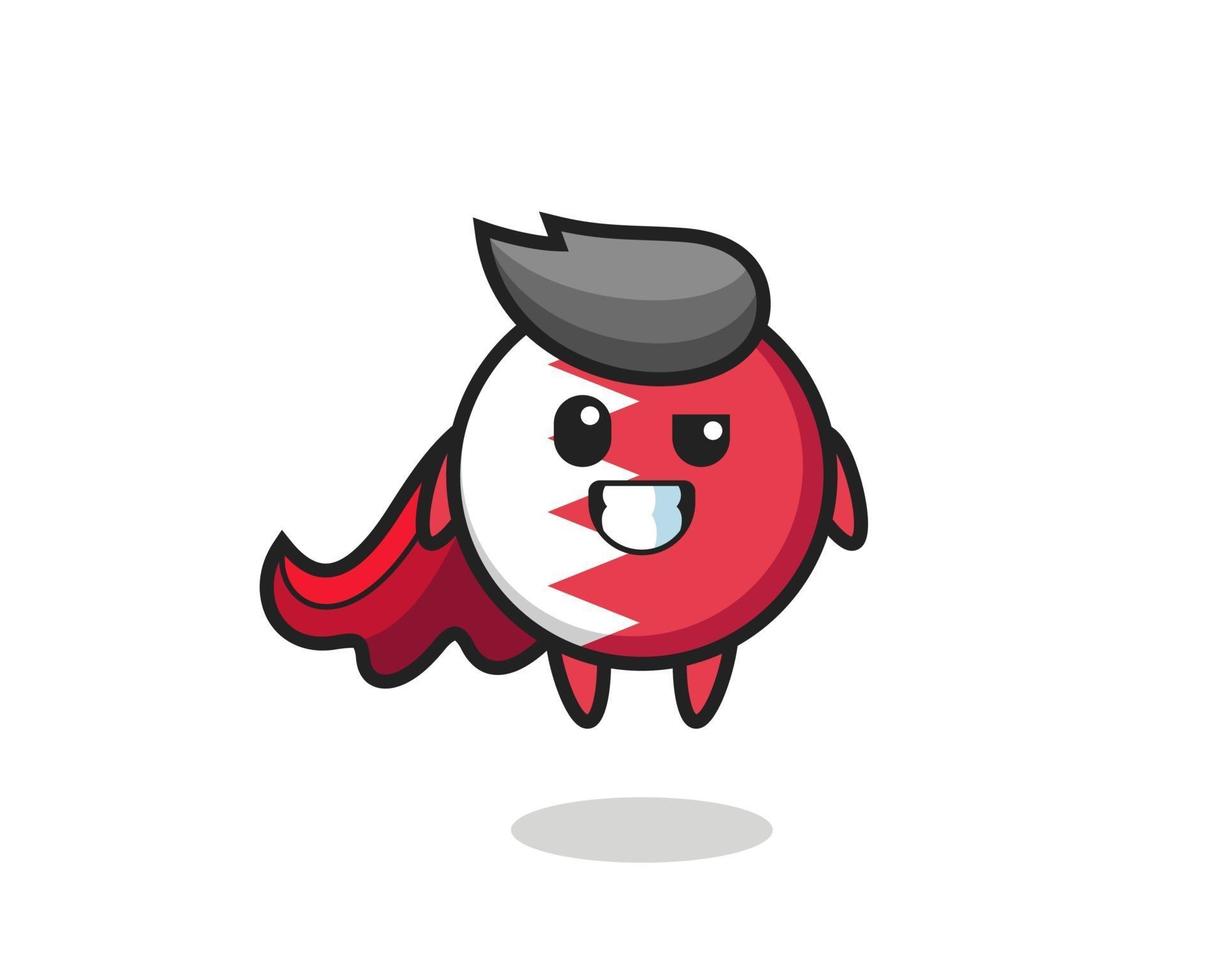 the cute bahrain flag badge character as a flying superhero vector