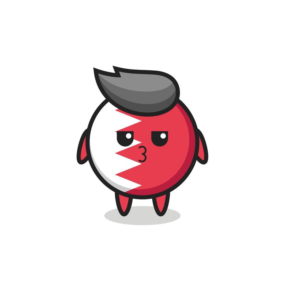 the bored expression of cute bahrain flag badge characters vector