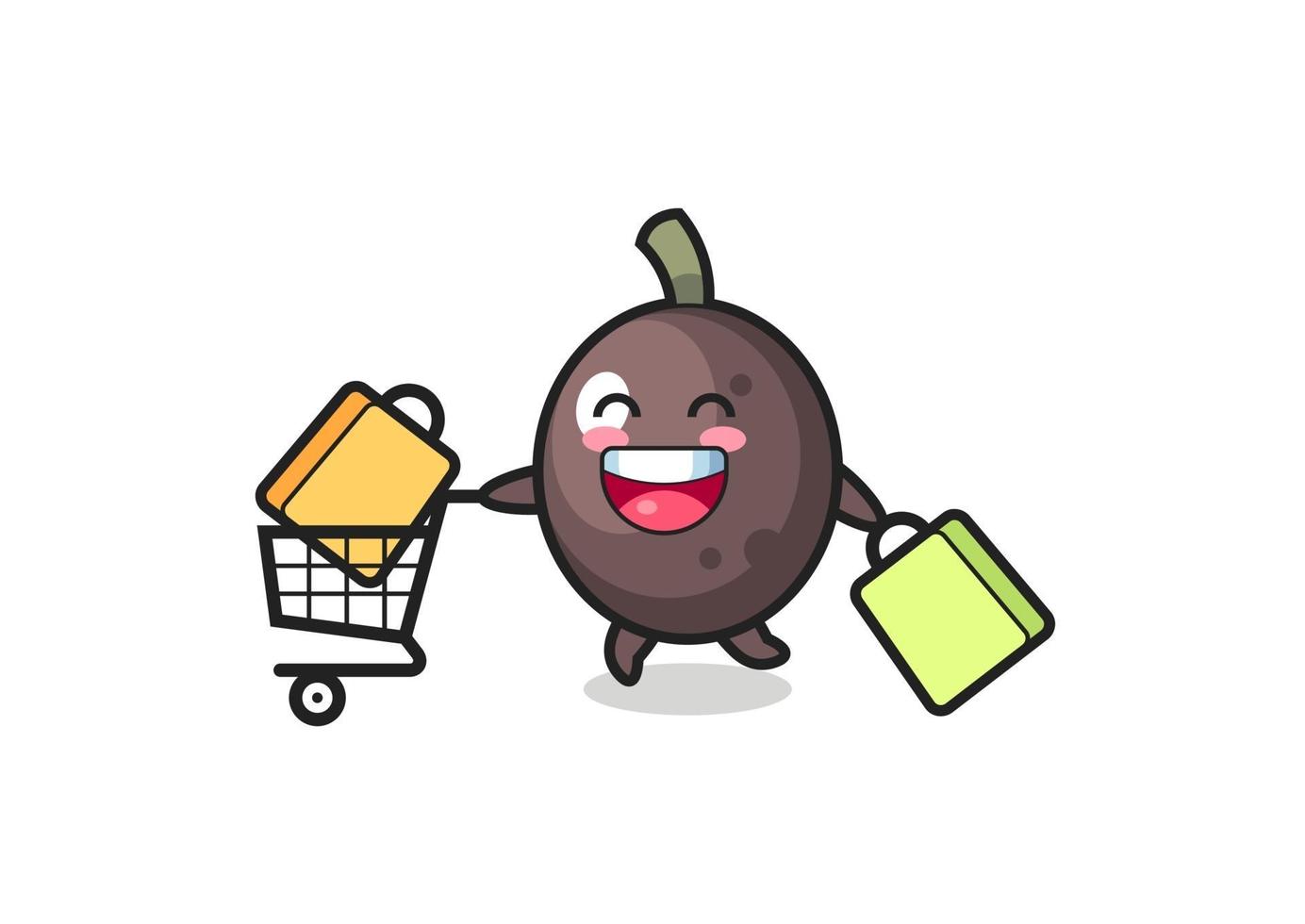 black Friday illustration with cute black olive mascot vector