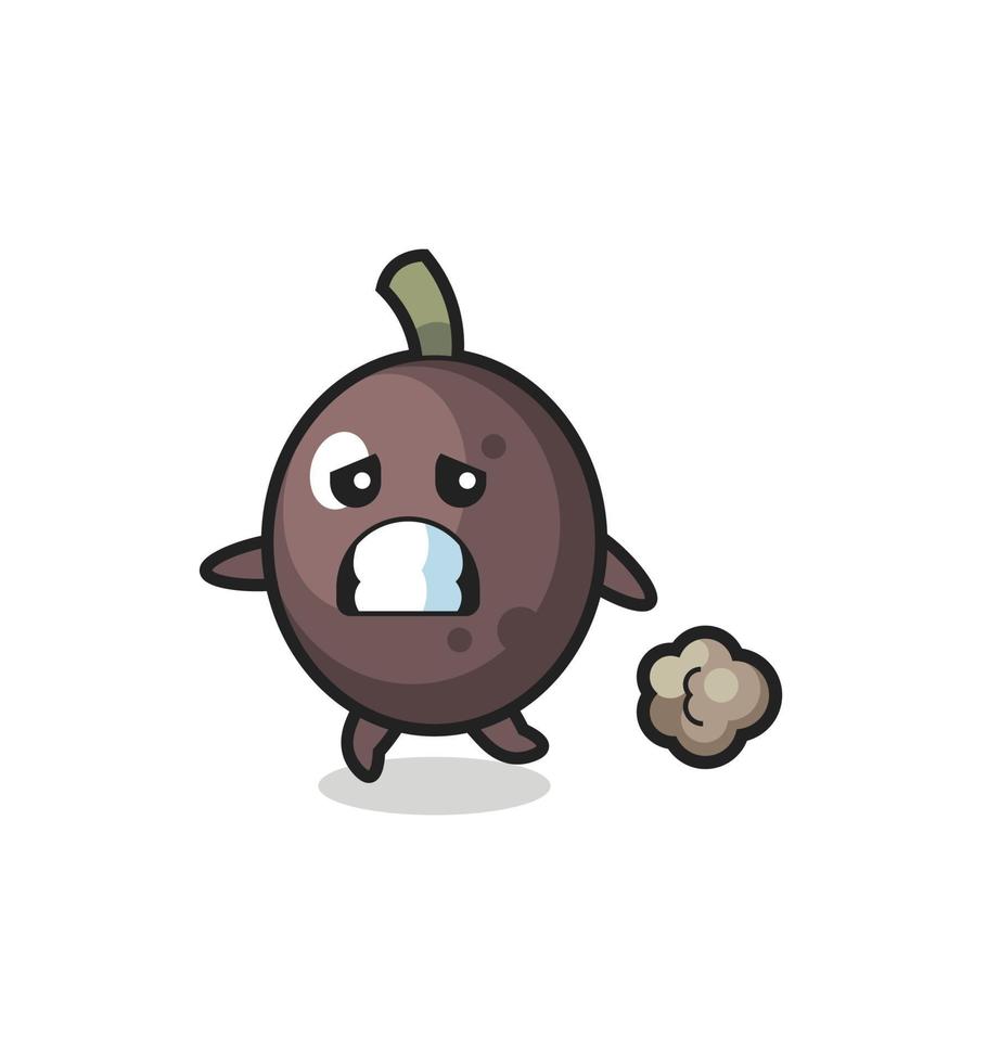 illustration of the black olive running in fear vector