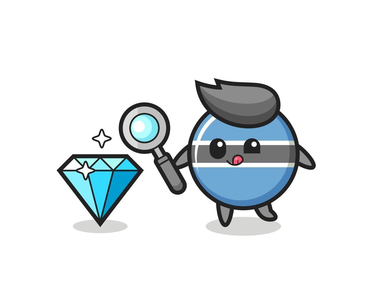 botswana flag badge mascot is checking the authenticity of a diamond vector