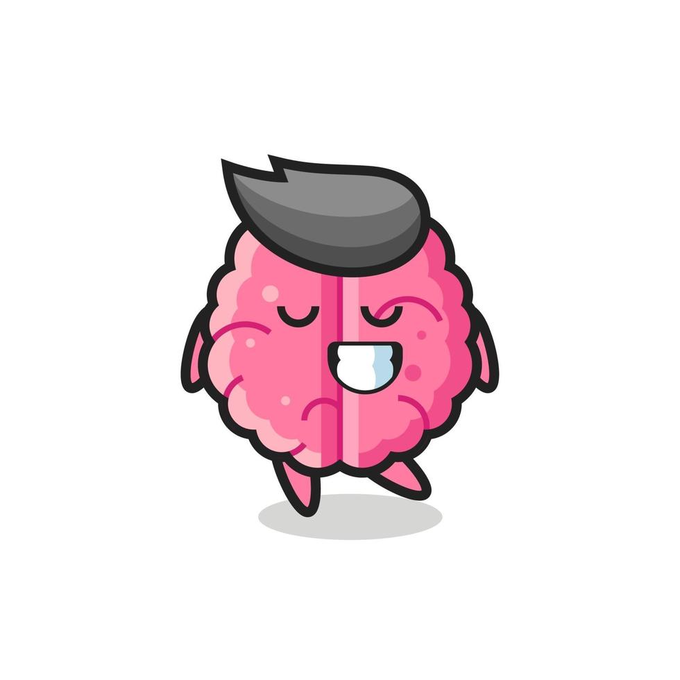 brain cartoon illustration with a shy expression vector