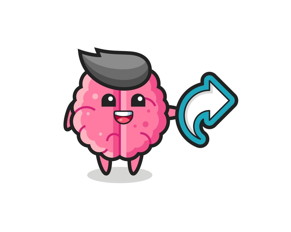 cute brain hold social media share symbol vector