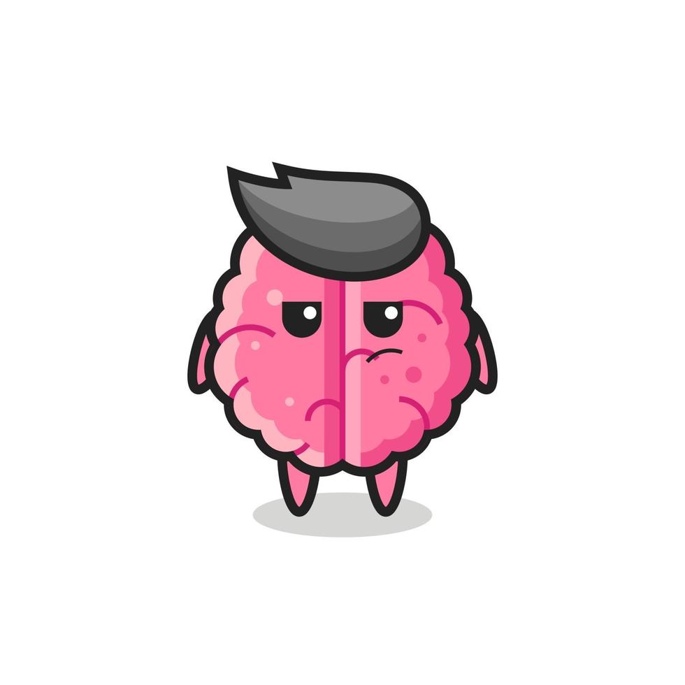 cute brain character with suspicious expression vector