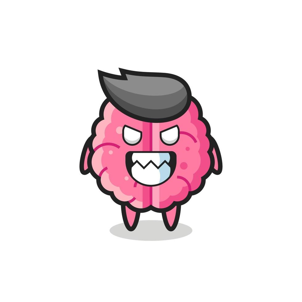 evil expression of the brain cute mascot character vector