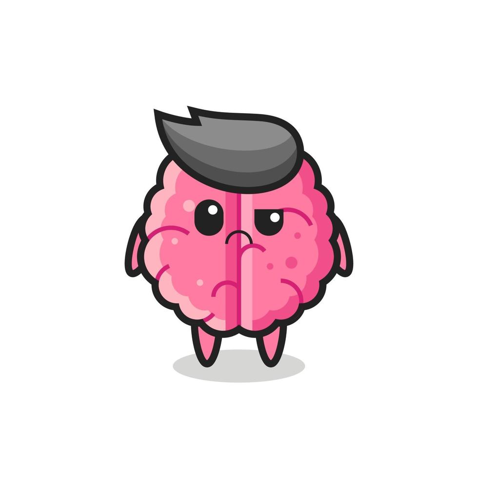 the mascot of the brain with sceptical face vector