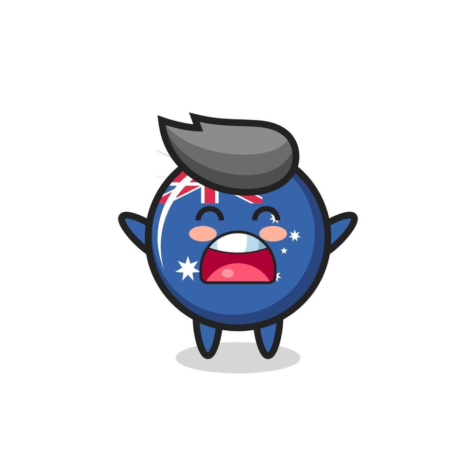 cute australia flag badge mascot with a yawn expression vector