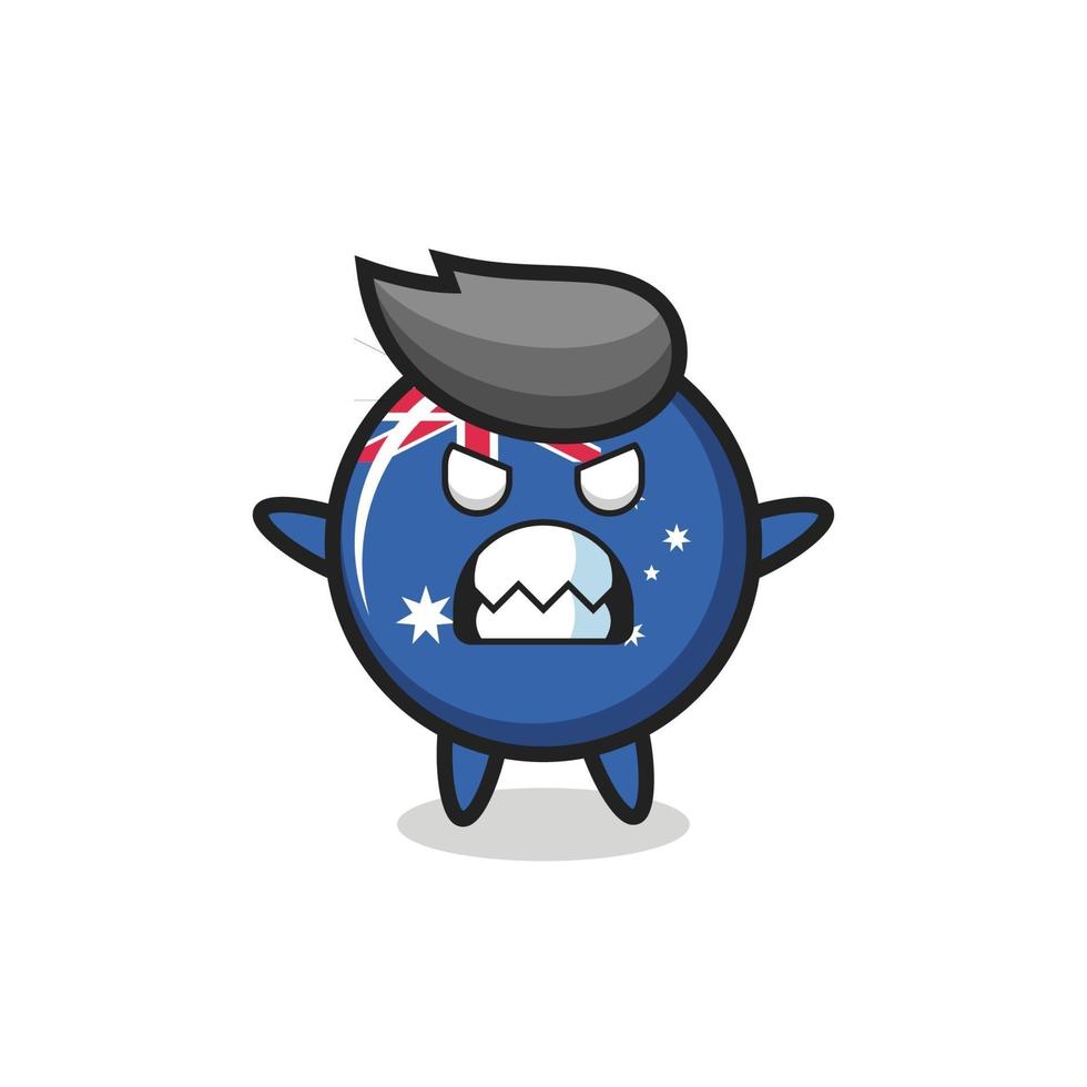 wrathful expression of the australia flag badge mascot character vector