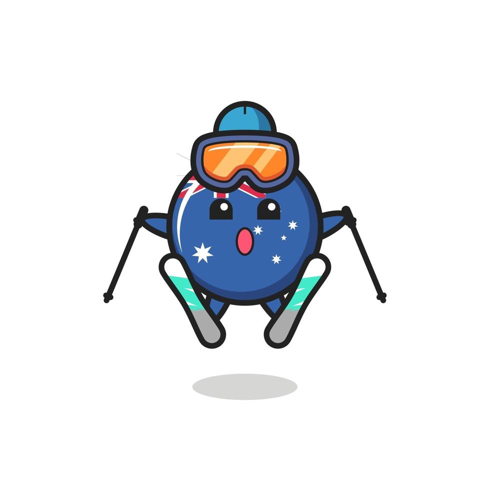 australia flag badge mascot character as a ski player vector