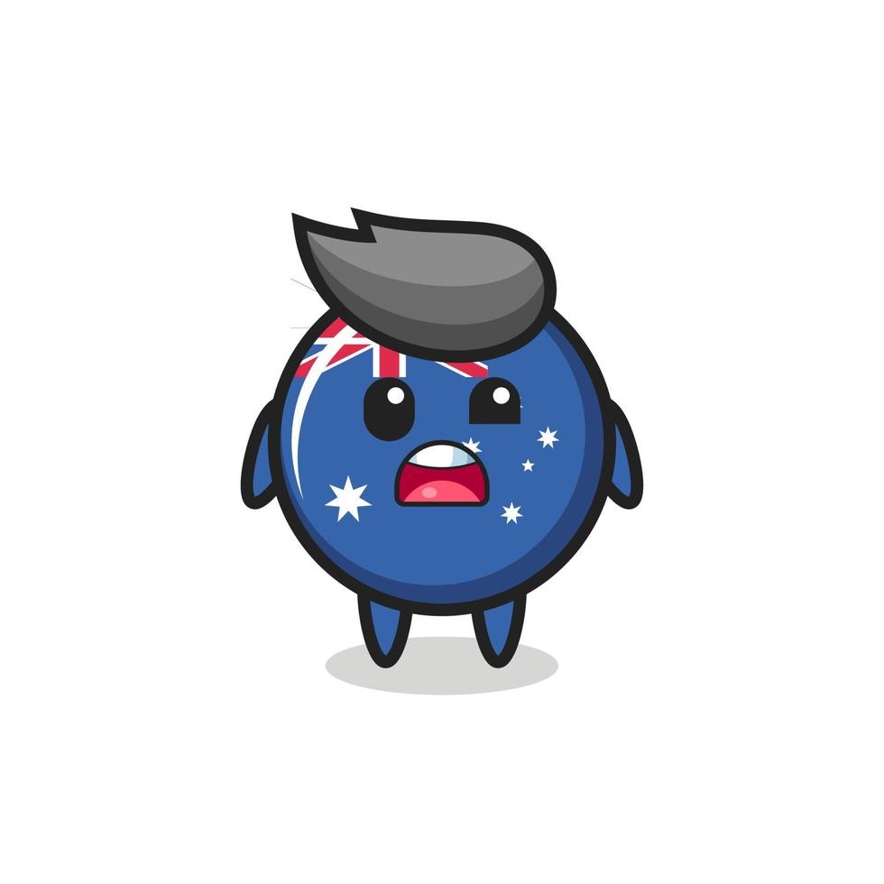 the shocked face of the cute australia flag badge mascot vector