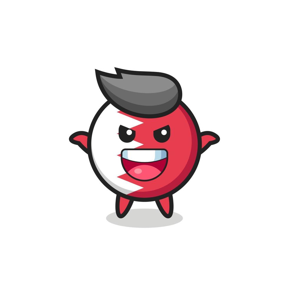 the illustration of cute bahrain flag badge doing scare gesture vector