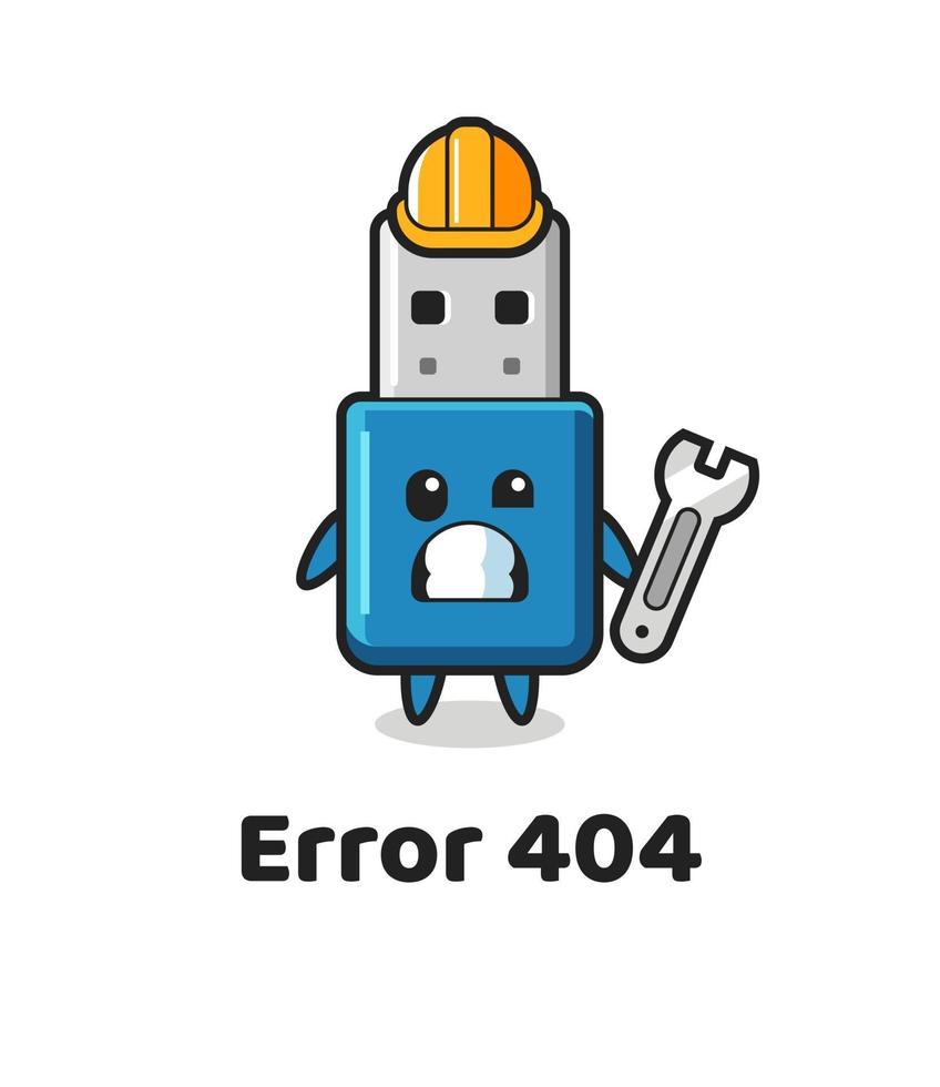 error 404 with the cute flash drive usb mascot vector