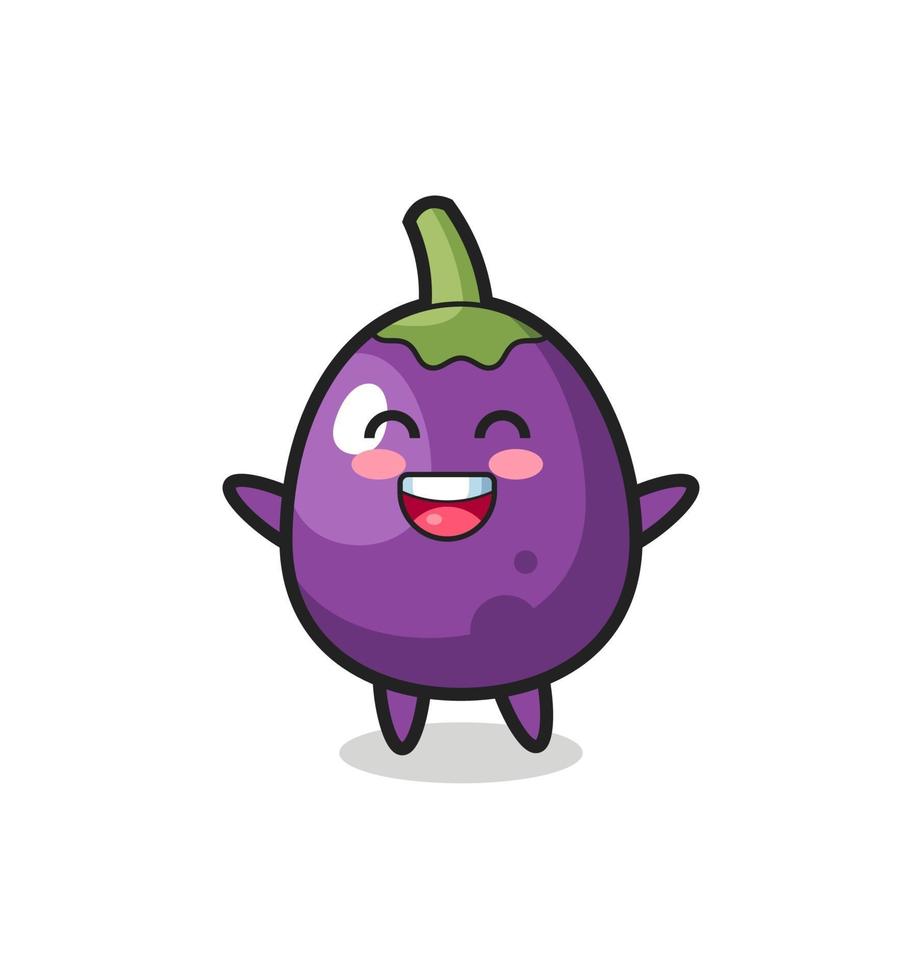 happy baby eggplant cartoon character vector