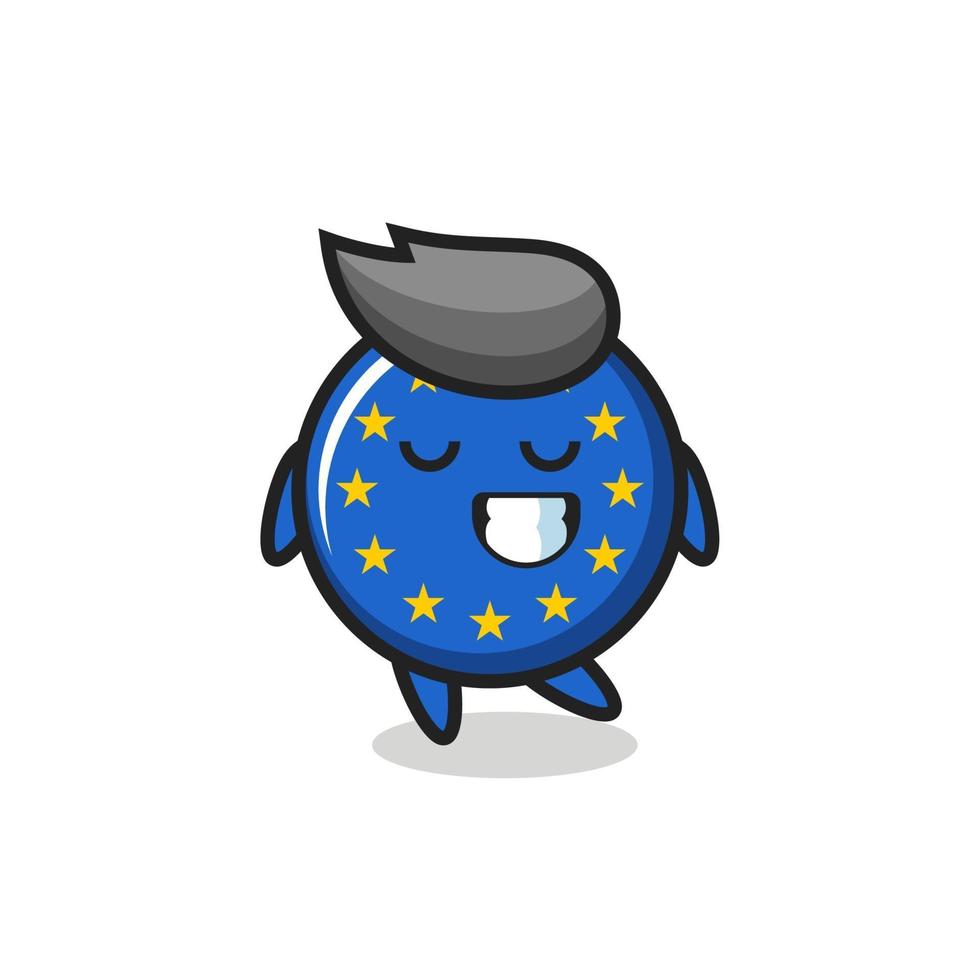 Ilustración de dibujos animados de la insignia de la bandera de Europa con una expresión tímida vector