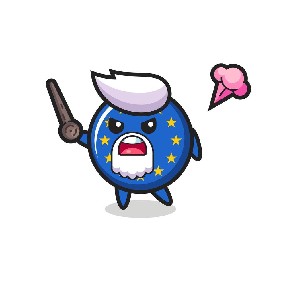 cute europe flag badge grandpa is getting angry vector