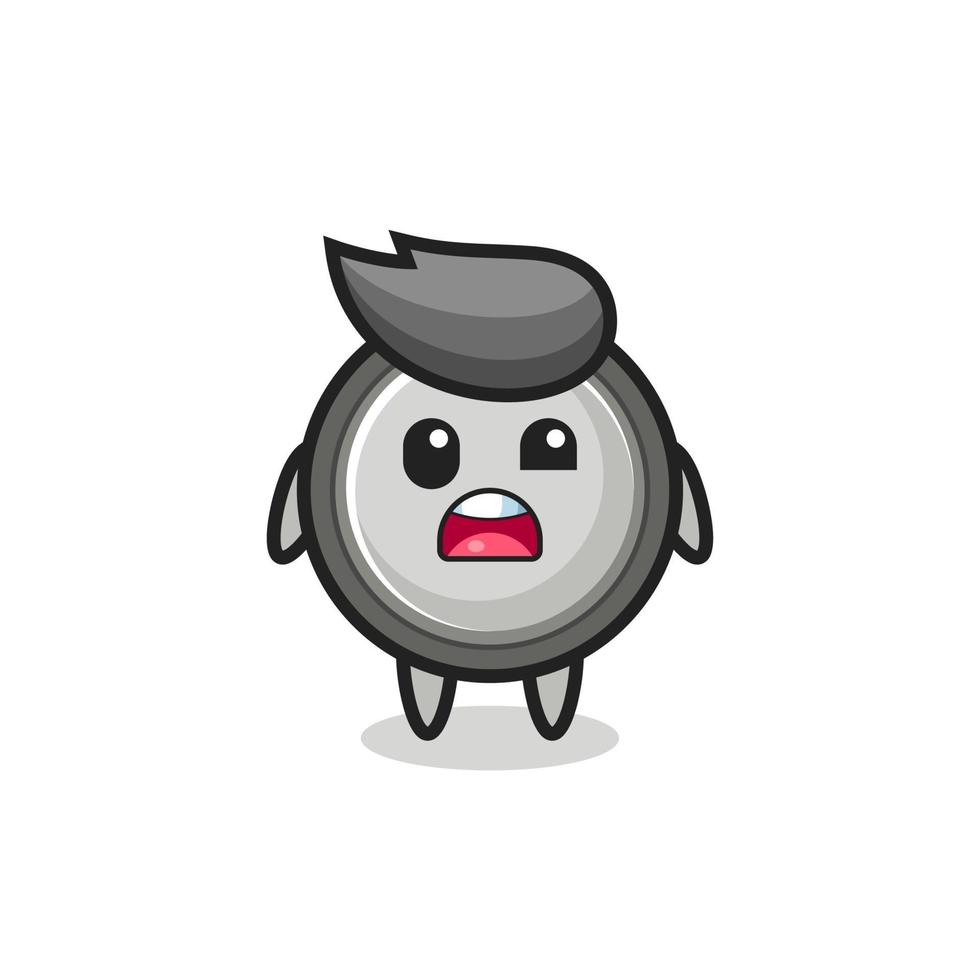 the shocked face of the cute button cell mascot vector