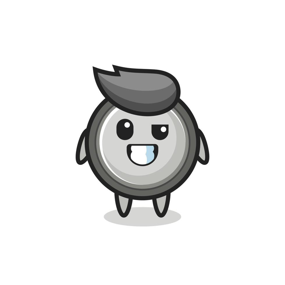 cute button cell mascot with an optimistic face vector