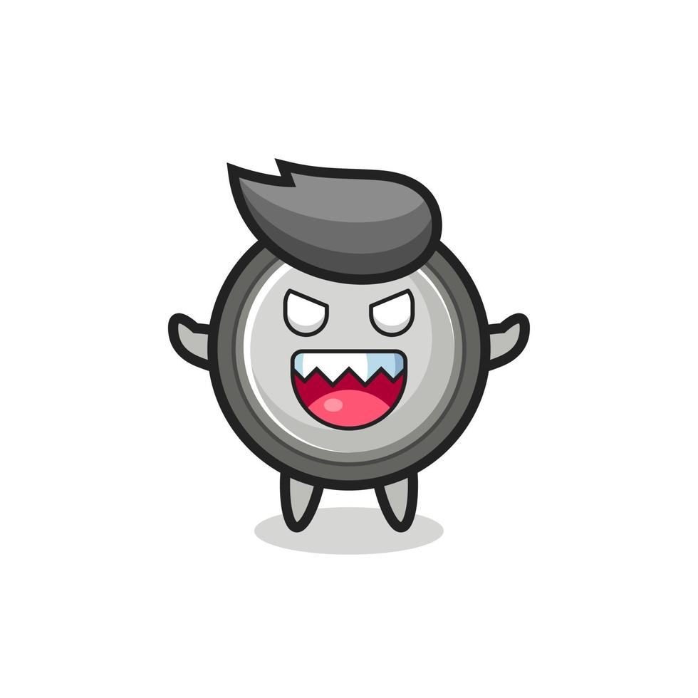 illustration of evil button cell mascot character vector