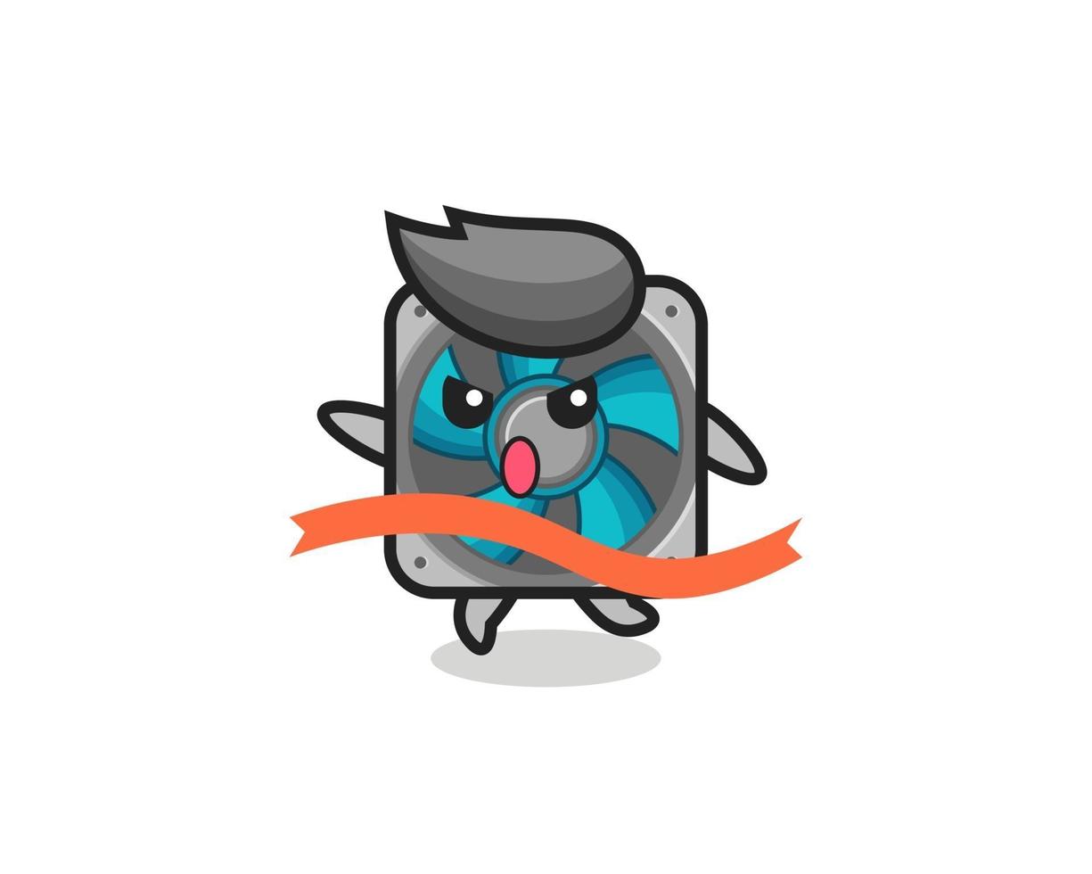 cute computer fan illustration is reaching the finish vector